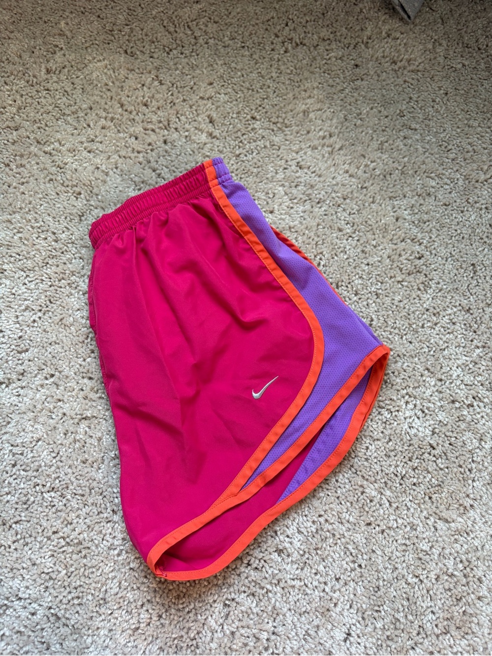 Nike Hot Pink Dri-FIT Running Shorts with Silver Swoosh